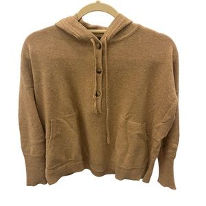 J Crew Women’s XS Brown Boxy Hooded Half Button Up